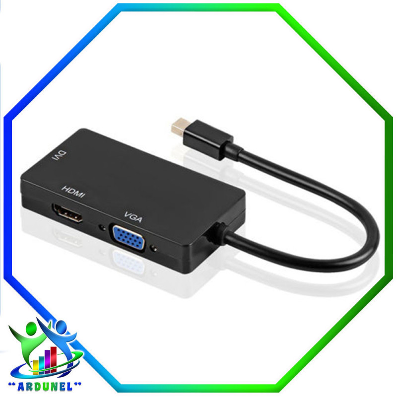 ADAPTADOR CABLE MINI DISPLAY PORT A VGA+DVI+HDMI NEGRO ADAPTADOR CABLE MINI DISPLAY PORT A VGA+DVI+HDMI NEGRO