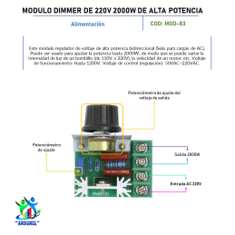 MODULO DIMMER DE 220V 2000W DE ALTA POTENCIA