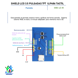SHIELD LCD TFT 3.5 PULGADAS  ILI9486  TÁCTIL