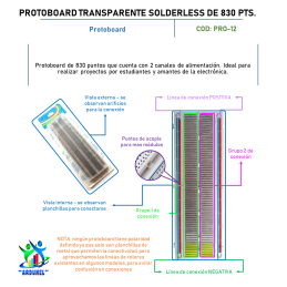 PROTOBOARD TRANSPARENTE SOLDERLESS DE 830 PTS.