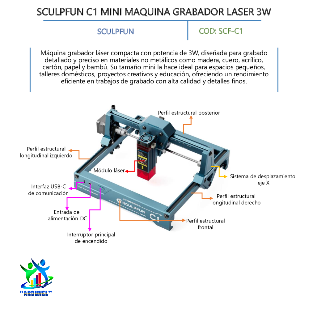 SCULPFUN C1 MINI MAQUINA GRABADOR LASER 3W