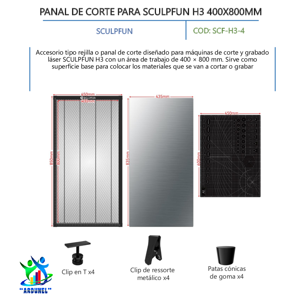 PANAL DE CORTE PARA SCULPFUN H3 400X800MM