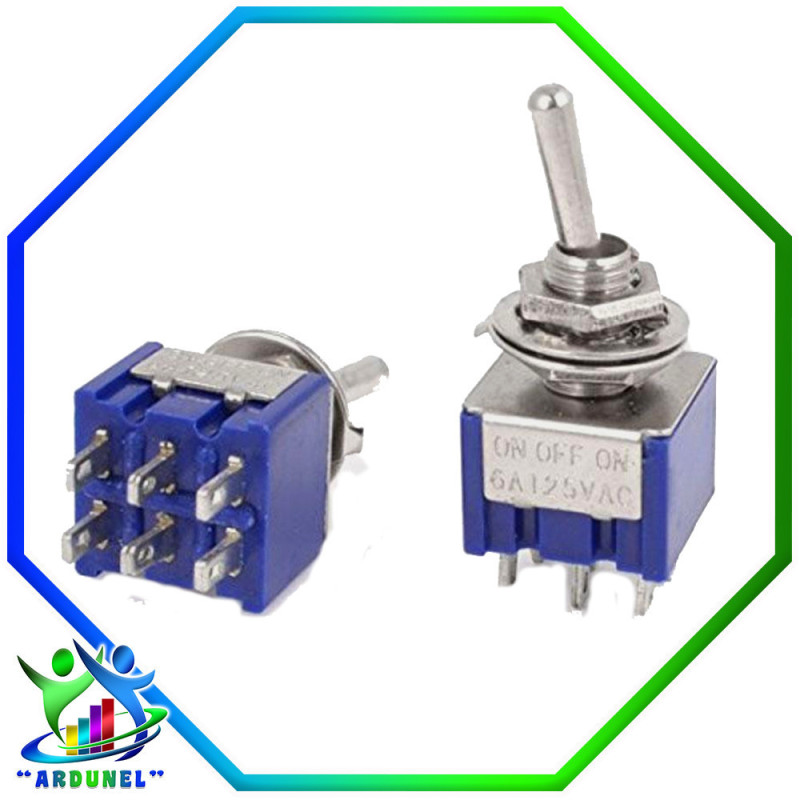 INTERRUPTOR ON-OFF-ON DE 6 PINES 6A 125VAC INTERRUPTOR ON-OFF-ON DE 6 PINES 6A 125VAC