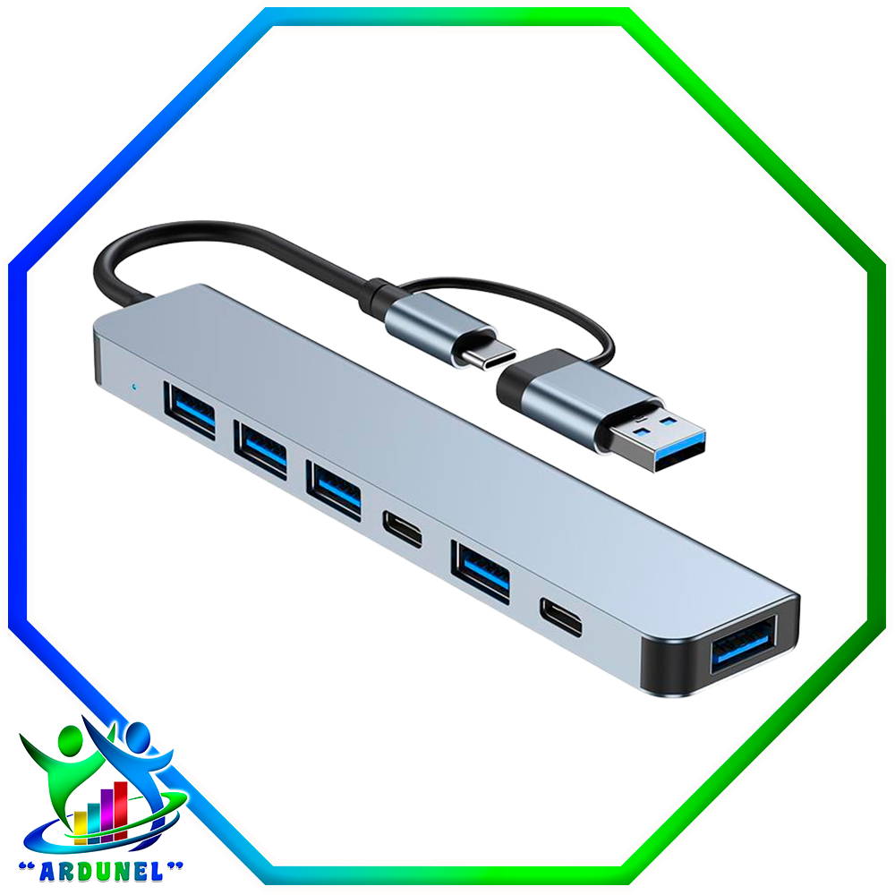 ADAPTADOR HUB USB 3.0 DE 7 PUERTOS TIPO C