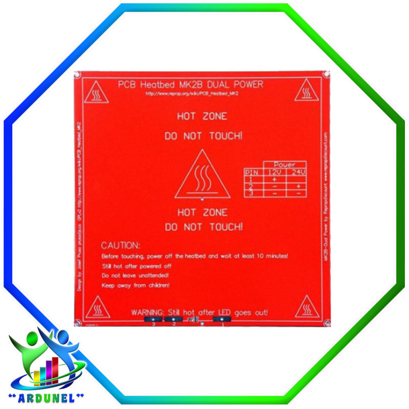 CAMA CALIENTE MK2B 12V/24V IMPRESORA 3D PRUSA REPRAP 20*20CM CAMA CALIENTE MK2B 12V/24V IMPRESORA 3D PRUSA REPRAP 20*20CM